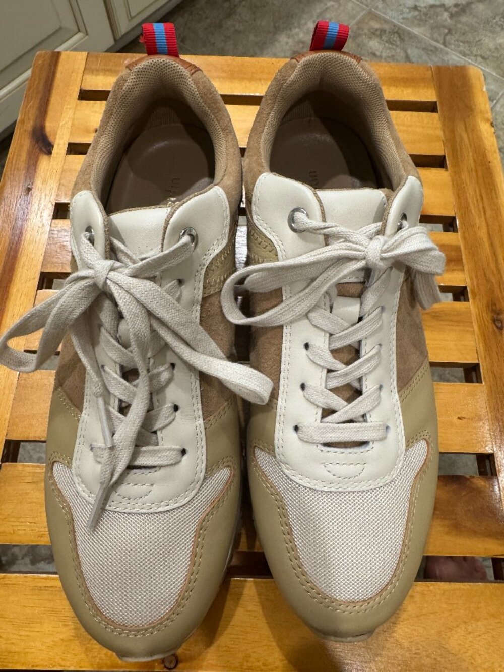J. McLaughlin Agathe Suede Retro Sneakers Natural Beige Size 8